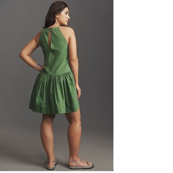 NEW Anthropologie The Kyla Flounce Mini Dress by Pilcro​ SIZE LP PL  NWT green - Picture 4 of 7